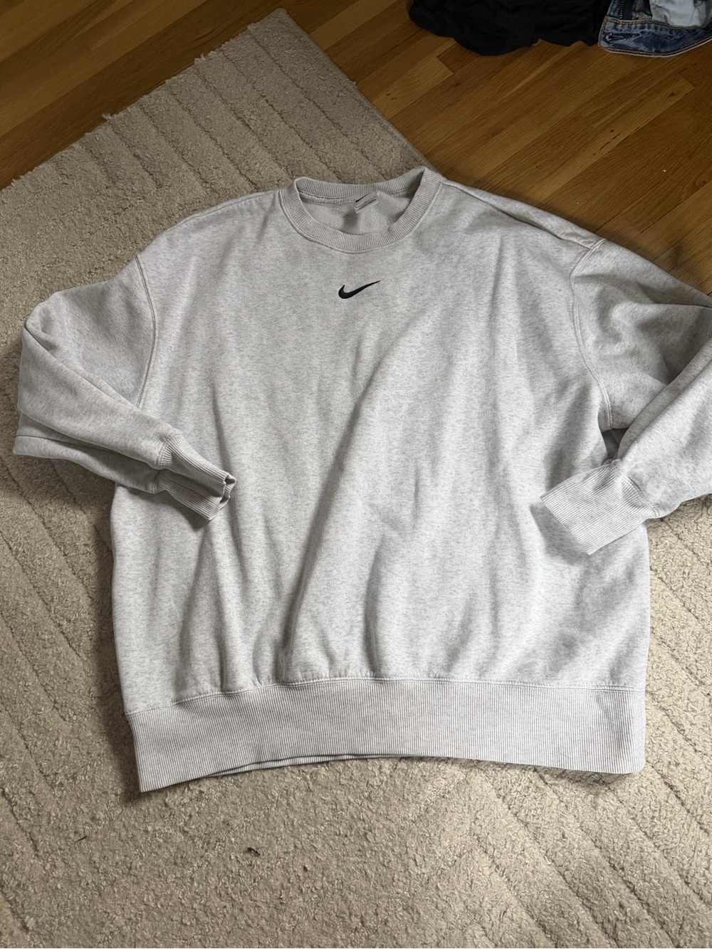 Nike Crewneck Sweatshirt in Light Gray with Black Swoosh